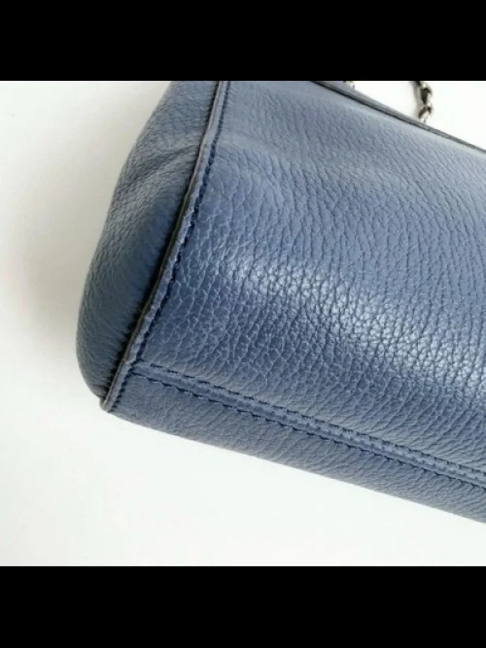 Mulberry Navy Blue Leather Crossbody with Silver Chain